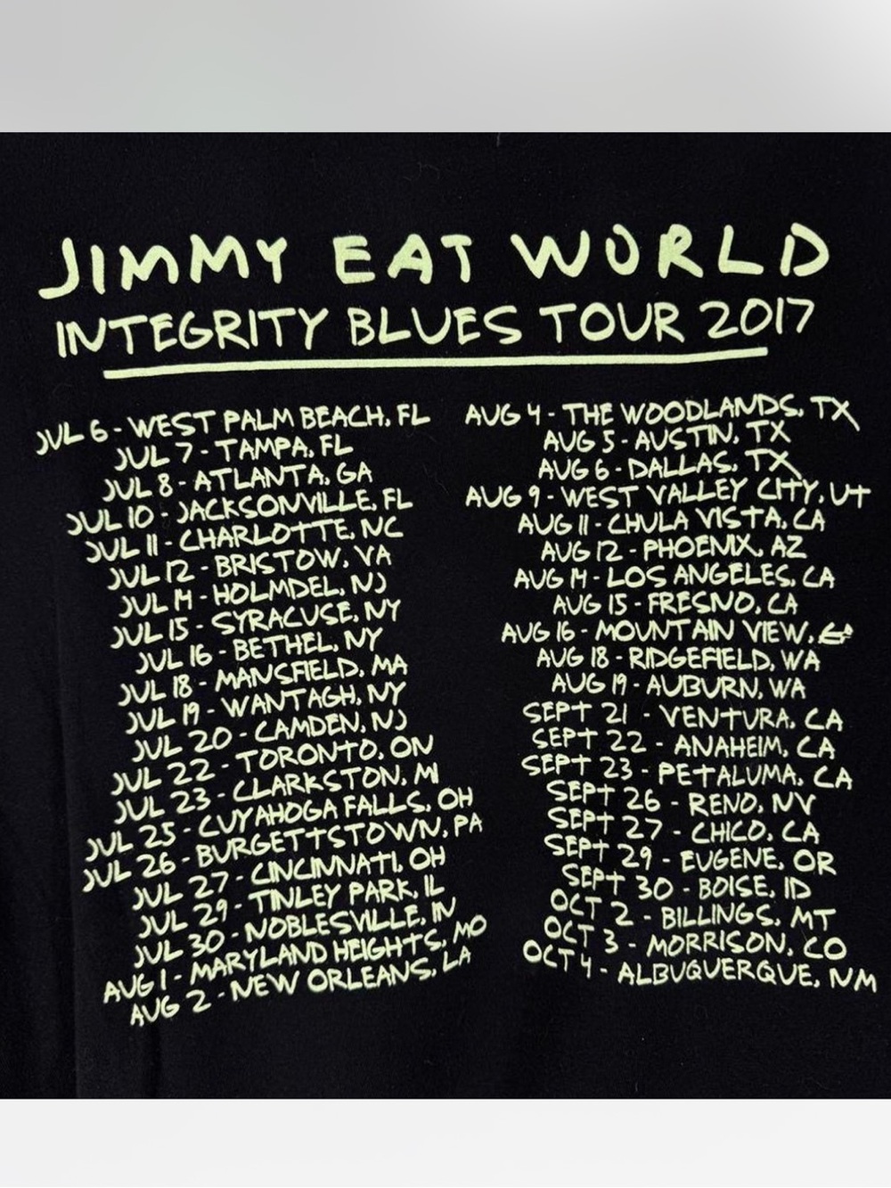 Jimmy Eat World Integrity Blues Tour 2017 Boy Firefly Jar Black T-Shirt Men’s L - Picture 5 of 6